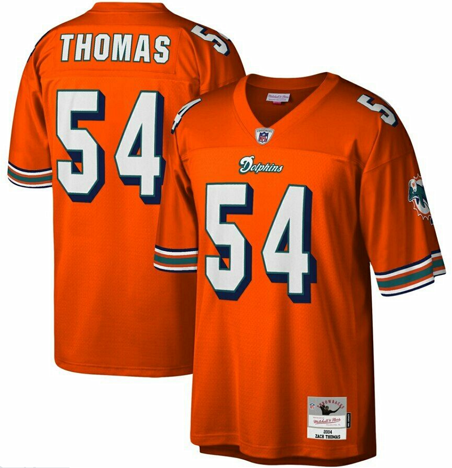 Men's Miami Dolphins #54 Zach Thomas 2004 NFL Retired Legacy Jersey